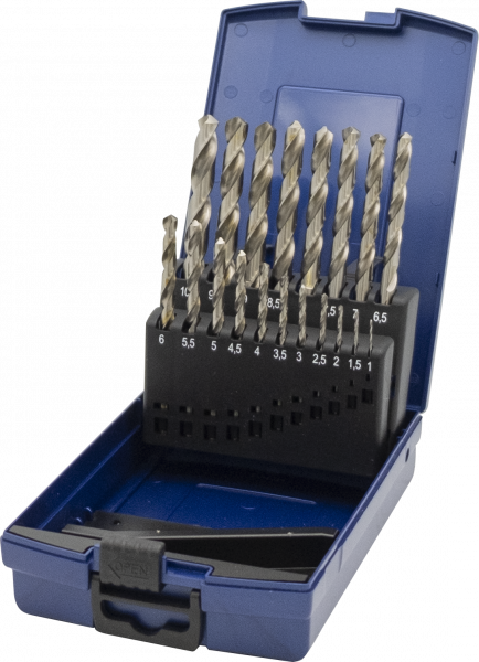 HSS-GK PROFILINE-ECOTEC Spiralbohrer DIN 338, Typ N, rechts, in Rose-Kunststoffkassette, blau