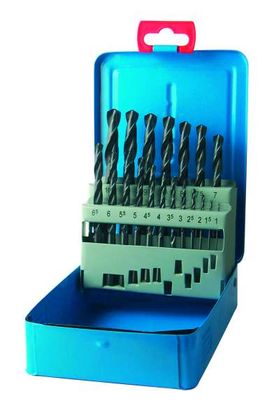 19-tlg. Spiralbohrer-Satz, HSS, DIN 338 N, rollgewalzt