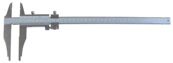 Werkstatt-Messschieber / Schieblehre mit Spitzen und Feineinstellung, leichte Ausführung
