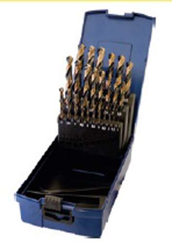 25-teiliger Satz HSS-GK RATIO Spiralbohrer DIN 338, Typ N-UNI, rechts, in Rose-Kunststoffkassette