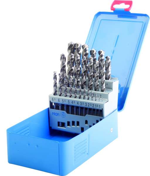 PROFI DIN 338 Spiralbohrer, Typ N, HSS-Co8, profilgeschliffen, blank, Metallkassette