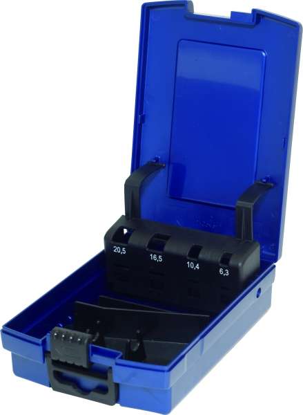 PROFI ROSE-Kassetten, BLAU, LEER - 5-tlg. / 6-tlg. für Kegelsenker, 7-tlg. / 14-tlg. für MGB