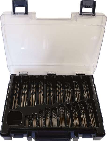 Spiralbohrersatz 70-tlg., HSS-GK, DIN 338, Typ N-UNI, 2 farbig, im blau/transparenten Kunststoffmaga