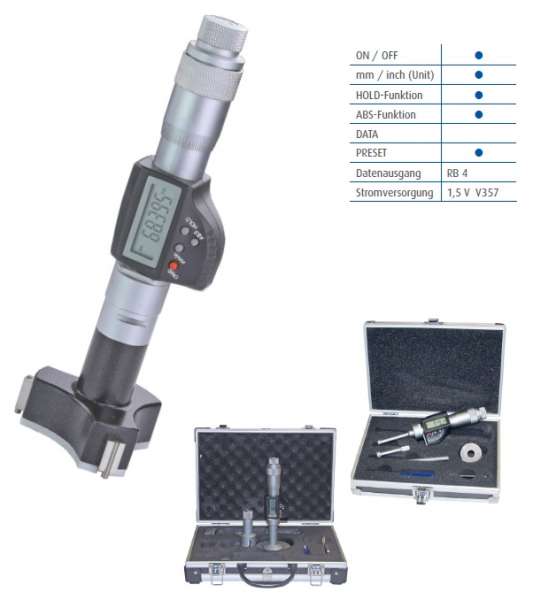 Digital-Dreipunkt-Innen-Messschraube/Mikrometer Satz mit zwei Messköpfen