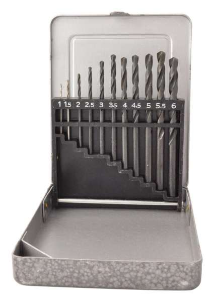 11-tlg. Spiralbohrer-Satz, HSS, DIN 338 N, rollgewalzt