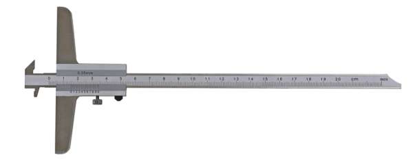 Tiefen-Messschieber / Schieblehre mit Doppelhaken, umsteckbar, Nonius 1/20 = 0.05 mm