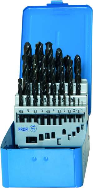 PROFI-DIN 338 Spiralbohrer, HSS, profilgeschliffen, schwarz, Rose-Kunststoffkassette
