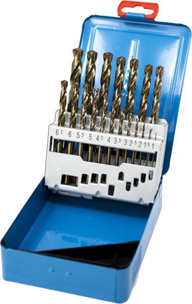 Spiralbohrer DIN 338 N,rollgewalzt,schwarz,HSS,18°Kegelmantelanschliff,19/25 tlg