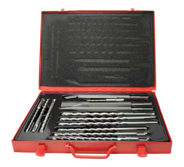 13-tlg. SDS-Plus Satz - diverse Meißel und Hammerbohrer für Beton, Mauerwerk und Stein