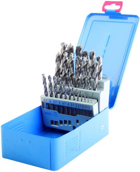 19-tlg. PROFI-Spiralbohrer-Satz, DIN 338, HSSG-Super, 1 - 10,0 x 0,5 mm, in Industrie-Kassette