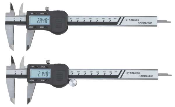 Digital-Messschieber / Schieblehre mit Glasmaßstab, 3V, Schwarz