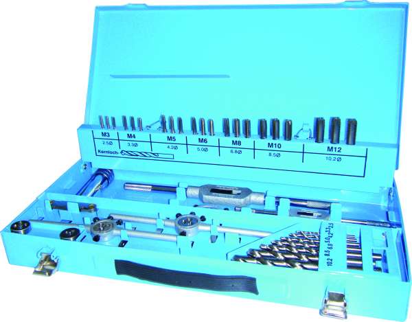 46-tlg. Gewindeschneidsatz DIN 352, HSSG, M3 - M12, im Metallkoffer