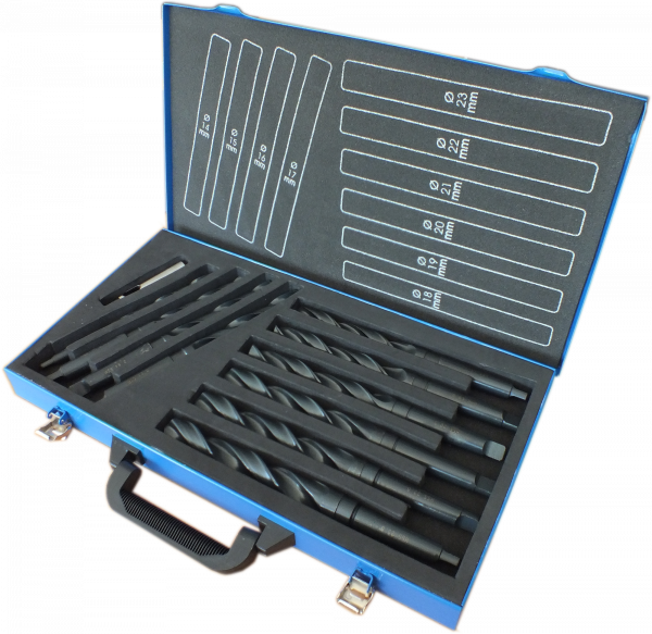 PROFI-DIN 345 Spiralbohrer, HSS, gefräst, schwarz, Kegelmantelanschliff 11-teilig in Metall-Magazin