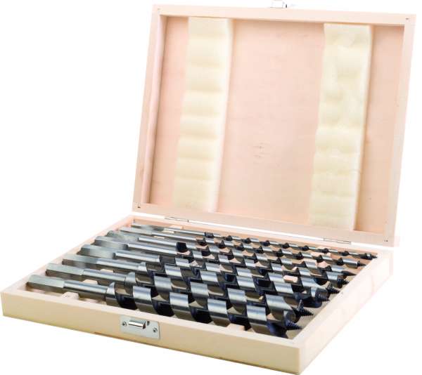 CV-STANDARD-Schlangenbohrer- Satz, im Holzkasten, mit Sechskantschaft, 235/170 mm lg