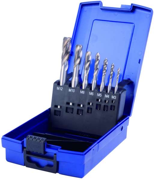 7-tlg. HSSG Maschinengewindebohrer-Satz, DIN 371 / 376, 35° RSP, M3 - M12