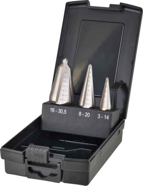 HSS-Blechschälbohrer 3tlg. Sätze in Rosebox