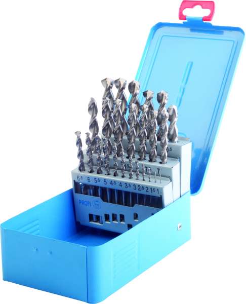 PROFI-DIN 338 Spiralbohrer,Typ Uni-FK, HSS-Co5, profilgeschliffen, blank, Metallkassette