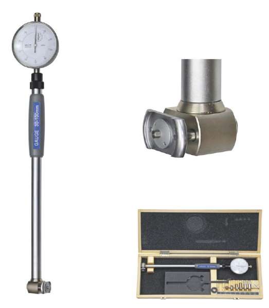 Innen-Feinmessgerät, Messuhr, Messbolzen und -kopf Stahl, Messbereich 30 - 100mm