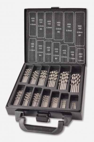 130-tlg. Spiralbohrer-Satz, HSSG, DIN 338 N, geschliffen, 1 - 6 mm