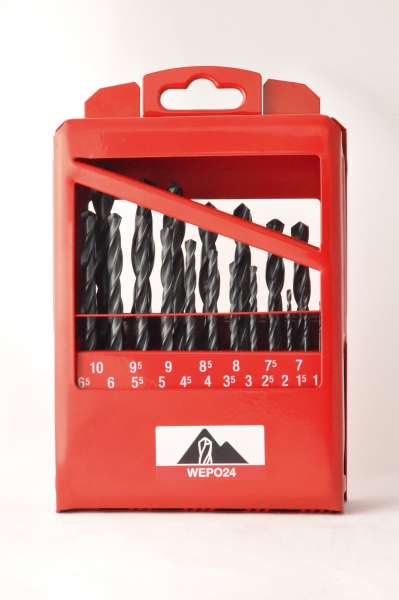 19-tlg. Spiralbohrer-Satz, VISITEX, HSS, DIN 338 N, rollgewalzt