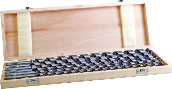 CV-STANDARD-Schlangenbohrer- Satz, im Holzkasten, mit Sechskantschaft, 460/380 mm lg