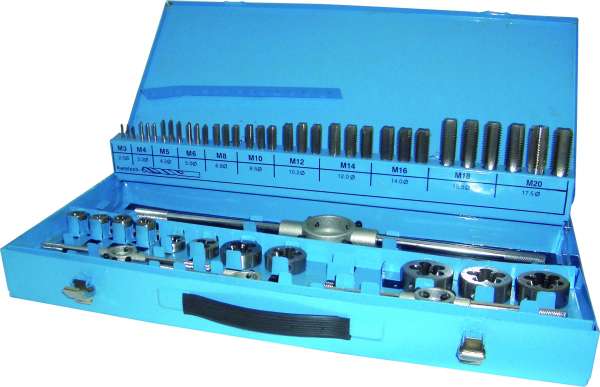 53-tlg. PROFI-Gewindeschneidsatz DIN 352, HSSG, M3 - M20, im Metallkoffer