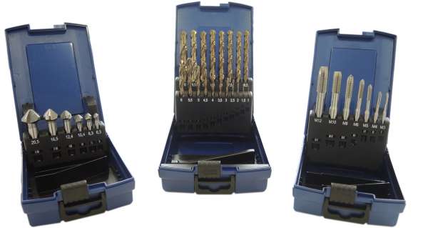 3-tlg. HSSE MULTI-SET, CO - Kegelsenker-, Spiralbohrer-, Maschinengewindebohrer-Satz