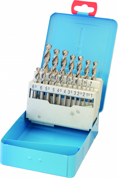 PROFI DIN 1897 Spiralbohrer-Set, HSS-Co5, profilgeschliffen, blank, mit Universal-Tieflochspirale