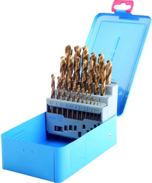PROFI-Spiralbohrer-Sätze, DIN 338 HSS-TIN Super, 19-tlg. 25-tlg. oder 24-tlg., in Metall-Kassette
