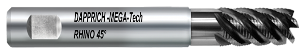 5-tlg. VHM-Schruppfräser-Satz, 4-6 Schneider mit Drall 45°, RHINO45 Alcrona-beschichtet, 6 - 16 mm