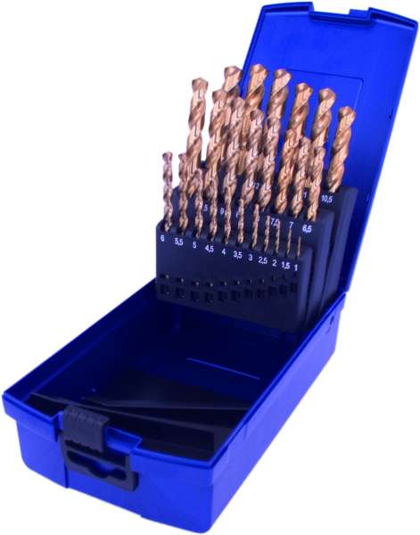 PROFI Spiralbohrer-Sätze DIN 338, Typ VA, HSS-CO-TIN, 19-tlg. 25-tlg.