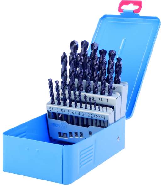 PROFI-DIN 338 Spiralbohrer, Typ VA, HSS-Co5-TIALN, profilgeschliffen, Metallkassette