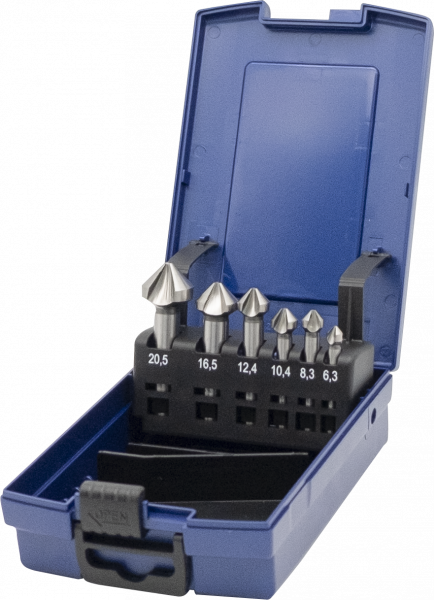 Kegelsenker, HSS-Co5 , DIN 335 C, 90°, ungleiche Teilung, 6-teilig (6,30-20,50mm)