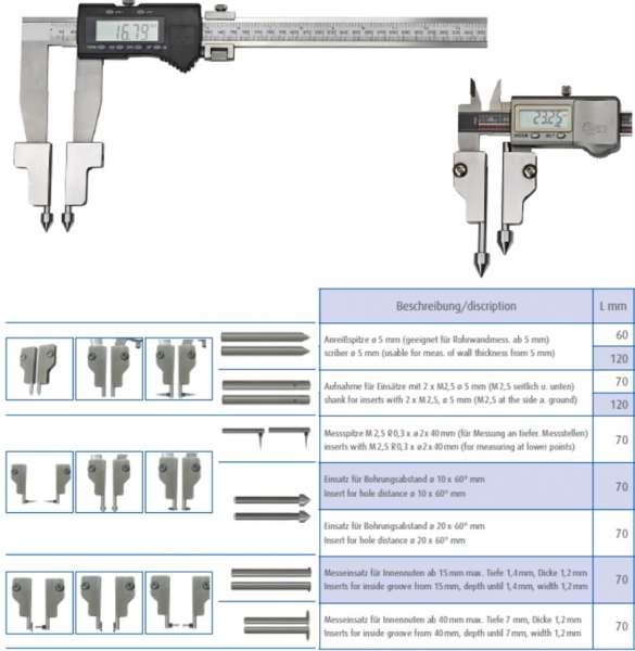 Messadapter-Einsätze für Messschieber / Schieblehre