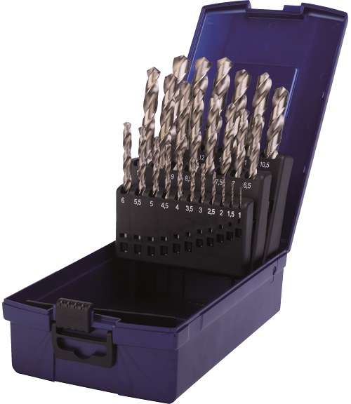 Spiralbohrersatz 25-tlg, HSS-Co5, DIN 338 RN, blank, mit Kreuzanschliff