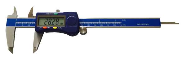 Digital-Messschieber / Schieblehre mit Rolle und Datenausgang in Blau