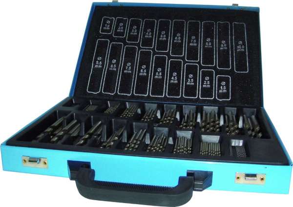 170-tlg. Spiralbohrer-Satz, DIN 338 N, HSS GK, blank, 1,0 - 10,0 mm